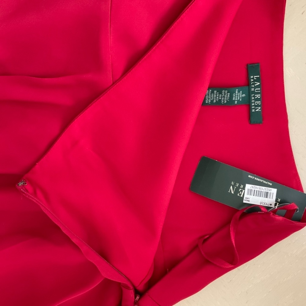 100% Silk Red Skirt Lauren Ralph Lauren Size 6 New - Picture 6 of 11